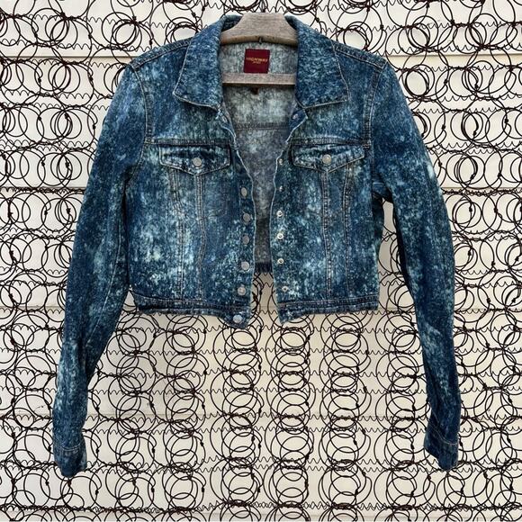 Y2K Highway Jeans Crop Acid Wash DIY Upcycle Jean Denim Jacket - Picture 1 of 4